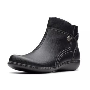 Clarks Women's Ashland Mabel Ankle Boot Black Tumbled Size 6 1/2 -NEW- (51)